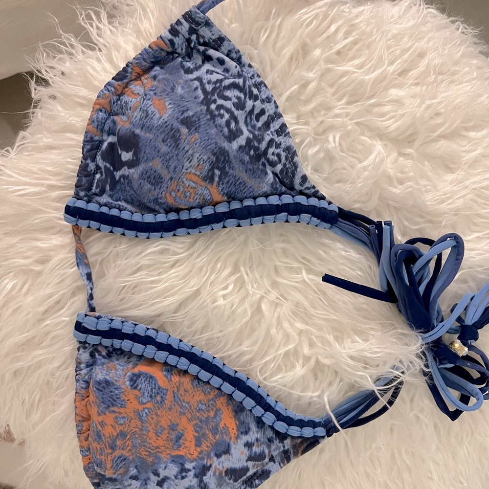 Despi, Medium, bikini top, navy, blue, orange/pink
